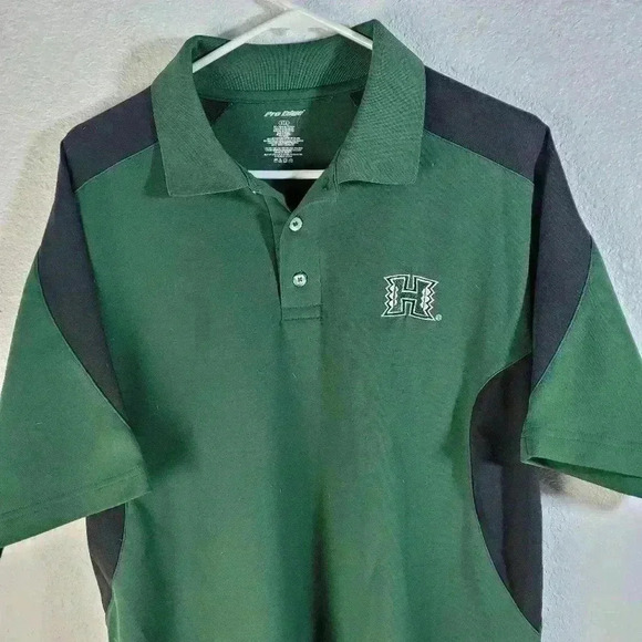 Hawaii Rainbow Warriors Polo Shirt Mens Black And Green Pro Edge Sz Med - Picture 3 of 7